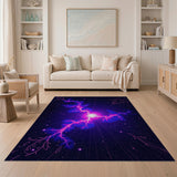 Cosmic Neon Lightning Purple Area Rug