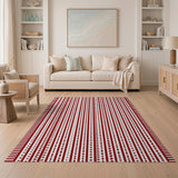 Red Vertical Stripe Geometric Area Rug
