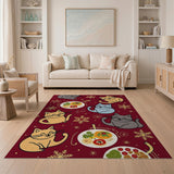 Playful Cartoon Cats Holiday Feast Rug