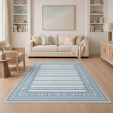 Blue Striped Coastal Washable Area Rug