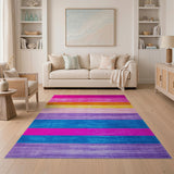 Geometric Modern Multi-color and Patterns Vibrant Multi-Color Horizontal Stripe Area Rug