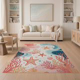 Whimsical Coral Reef Starfish Area Rug