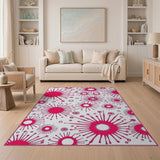 Vibrant Pink Starburst Area Rug