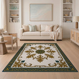 Ornate Gold and Navy Medallion Area Rug
