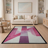Geometric Modern Pink Purple Abstract Area Rug