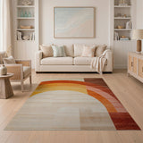 Orange Arch Geometric Modern Area Rug