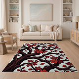 Red Cherry Blossom Branches Area Rug