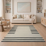 Bold Black Striped Geometric Area Rug