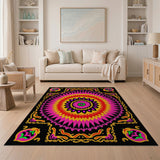 Vibrant Pink Mandala Area Rug with Ornate Borders