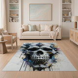 Fleur-de-Lis Skull Geometric Area Rug