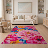 Multi-color and Patterns Vibrant Pink Lotus Floral Area Rug