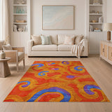Multi-color and Patterns Vibrant Abstract Swirl Multi-Color Area Rug