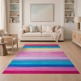 Stripe Vibrant Multi-Color Horizontal Stripe Area Rug