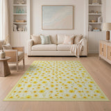 Floral Vintage Yellow Sunny Yellow Daisy Floral Area Rug