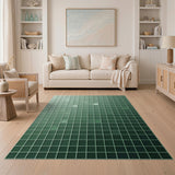 Gradient Green Geometric Grid Area Rug