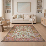 Pink Gold Floral Persian Area Rug
