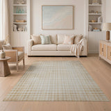 Distressed Vintage Distressed Beige Plaid Area Rug