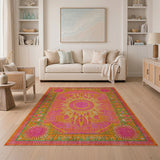 Geometric Modern Multi-color and Patterns Vibrant Sunburst Geometric Area Rug
