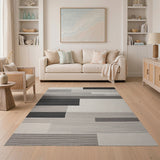 Geometric Modern Black White Geometric Block Area Rug