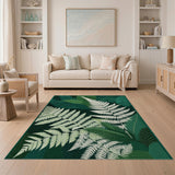 Green Floral Vintage Lush Green Fern Fronds Area Rug