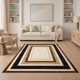 Modern Geometric Brown Border Area Rug