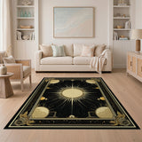 Celestial Gold Sun Moons Area Rug