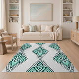 Teal Diamond Geometric Area Rug