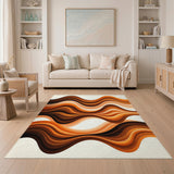 Wavy Earth Tone Abstract Area Rug