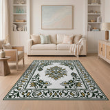 Elegant Green Gold Floral Persian Area Rug