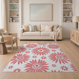 Vibrant Floral Vintage Vibrant Pink Daisy Floral Area Rug