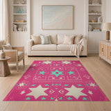 Vibrant Pink Star Southwestern Area Rug