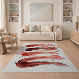 Sweeping Red Watercolor Swirl Area Rug
