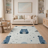 Cute Blue Bear Cloud Nursery Rug