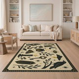 Mystical Black Gold Symbols Area Rug