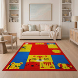 Kids Cartoon Playful Cartoon Animals Kids Area Rug
