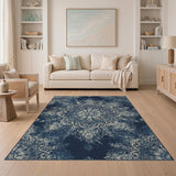 Navy Distressed Vintage Medallion Area Rug