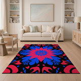 Bold Smirking Skull Geometric Area Rug