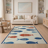 Whimsical Fish School Coastal Area Rug