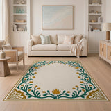 Ornate Green Vine Golden Bird Floral Rug