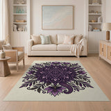 Purple Mandala Floral Boho Rug