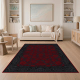 Red Rose Floral Vintage Area Rug