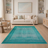 Teal Nested Frames Geometric Area Rug