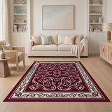Ornate Maroon Persian Motif Area Rug