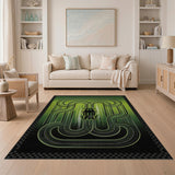 Green Winding Track Racing Area Rug