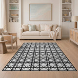 Black and White Intricate Geometric Black White Area Rug