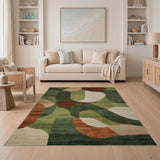 Green Green Abstract Geometric Modern Area Rug