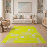 Geometric Modern Yellow Vibrant Yellow Geometric Grid Area Rug