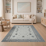 Grey Star Motif Heritage Tribal Rug