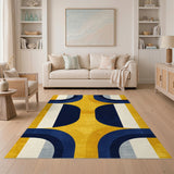 Yellow Navy Geometric Arch Area Rug