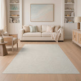 Beige and Neutral Beige Swirl Abstract Area Rug